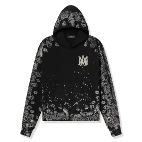 Amiri Bandana Bleach All Over Black White Hoodie