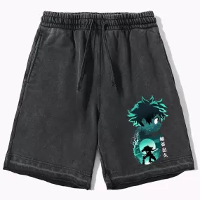 Anime My Hero Academia Print Shorts Men's Casual Vintage Washed Sports Short Pants Hip Hop Five Point Pants Summer Cotton Shorts