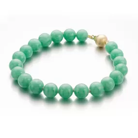 Apple Green Jade Bracelet with Diamonds