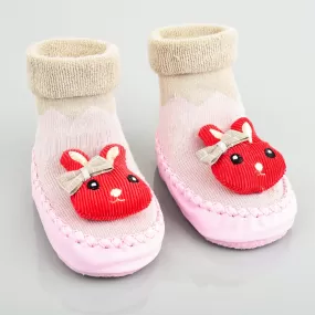 Baby Shower Red Rabbit Pink Socks Booties 5748