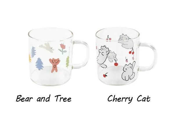 Bear Cats Clear Graphic Mugs Glasses Printed Vintage Retro Style Cups Gifts Kitchen Dinnerware Cold Hot Milk Coffee