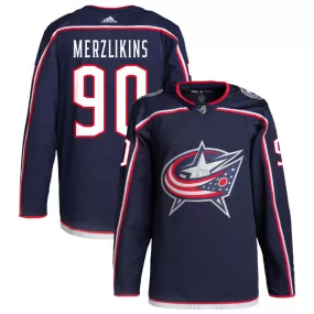 Elvis Merzlikins Columbus Blue Jackets adidas Home Primegreen Authentic Pro Jersey - Navy