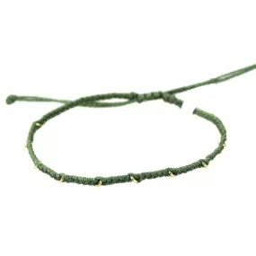 Gold Ring Green Macrame Bracelet