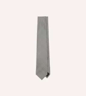 Grey Prince of Wales Check Tipped Silk Tie