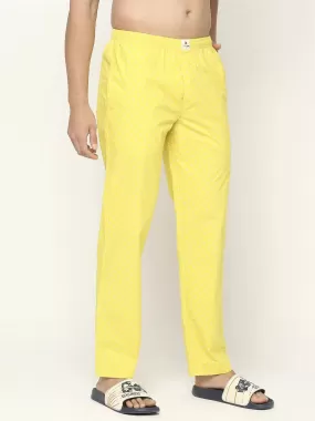 Men Premium Cotton Printed Yellow Pyjama- UnderJeans by Spykar