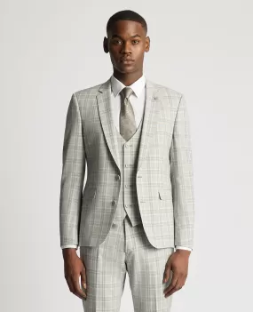 REMUS UOMO Lucian Slim 3 Piece Check Suit/Light Grey - New SS24