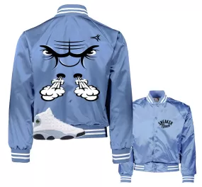 Retro 13 Blue Grey Raging Face Satin Jacket