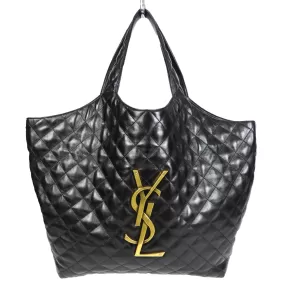 Saint Laurent Black Quilted Lambskin Maxi Shopping Icare Tote Bag