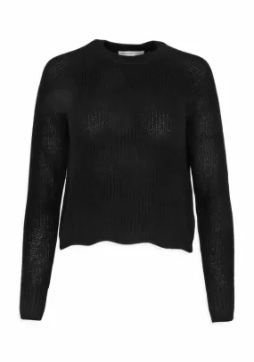 SCALLOP SHAKER SWEATER (BLACK) - AUTUMN CASHMERE