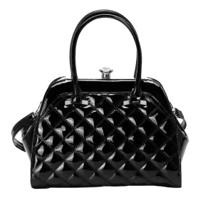 Shiny Patent Quilted Fashion Satchel Tote Handbag