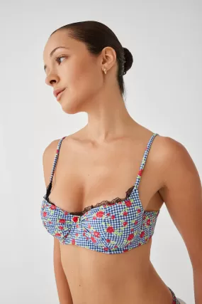 x GUIZIO Seaside Floral Balconette Bikini Top - Rose Gingham